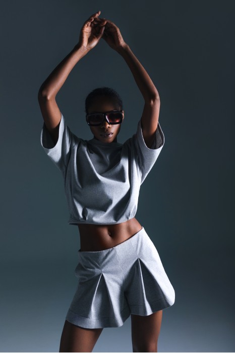 GREY SHORT SLEEVE SWEATSHIRT ABA