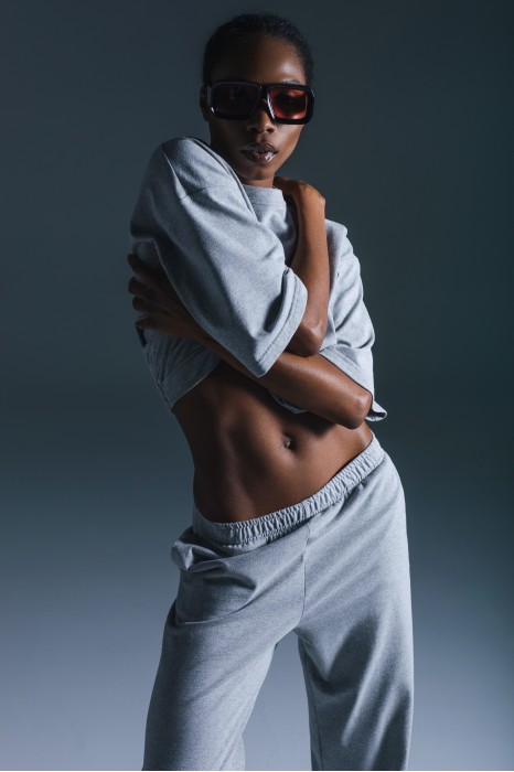 GRAY LONG PANTS ABEO