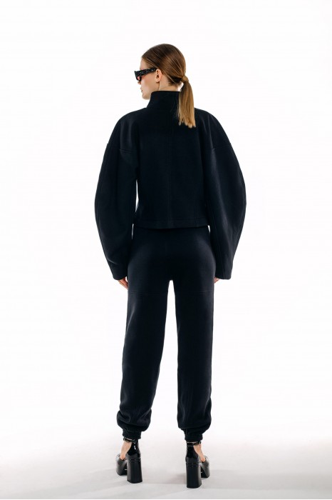 Czarne spodnie dresowe wykonane z bawełny yosra - nowoczesny krój